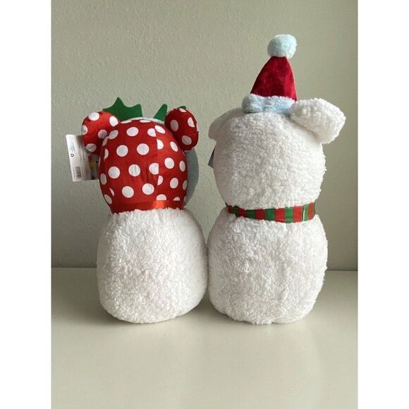 Set Of 2 Disney Mickey And MinnieChristmas Greeter Porch Holiday Sherpa Snowman - Picture 3 of 10